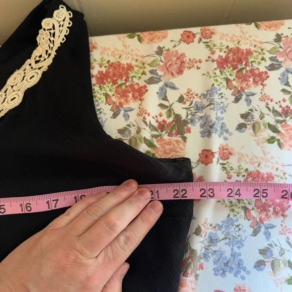 Women’s Vintage Y2K Black Dress 16W Midi Lace Tiered Cottagecore 90s - Picture 7 of 10